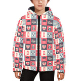 British Pattern Print Design 05 Kids' Boys' Girls' Padded Hooded Jacket