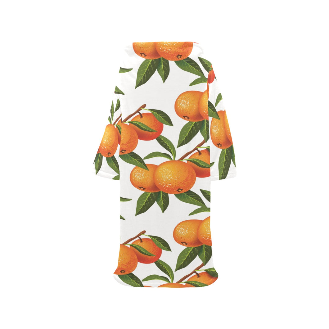 Oranges pattern background Blanket Robe with Sleeves