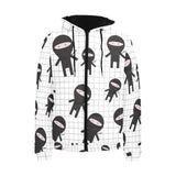 Ninja pattern plaid background Men's Padded Hooded Jacket