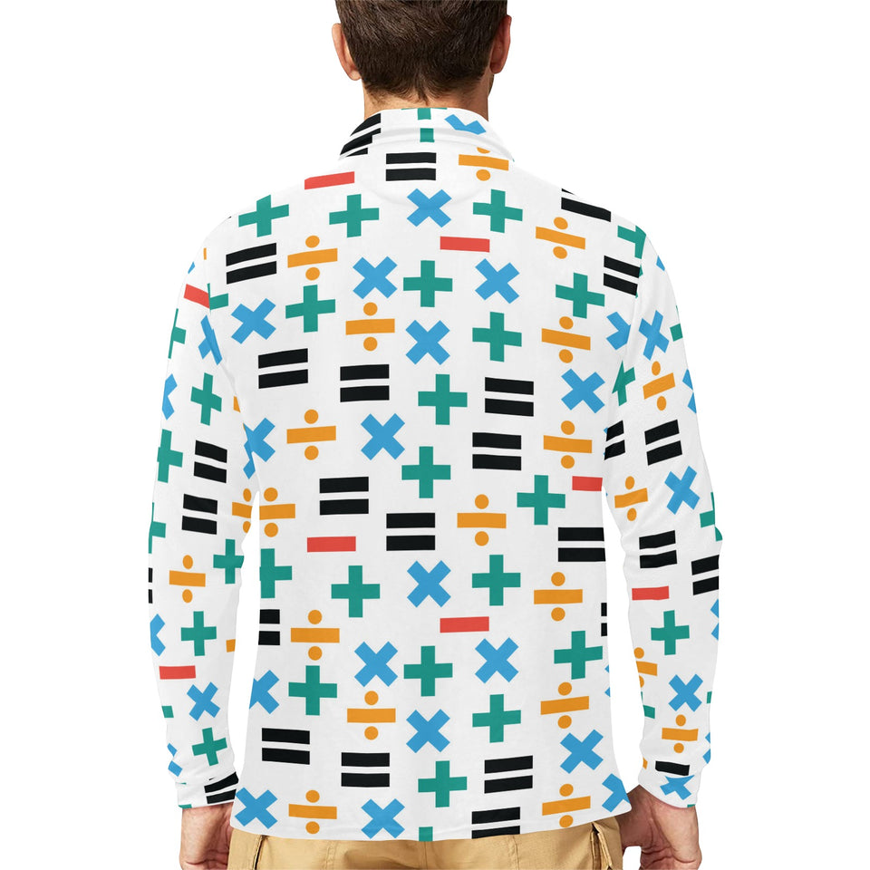 Math Pattern Print Design 05 Men's Long Sleeve Polo Shirt