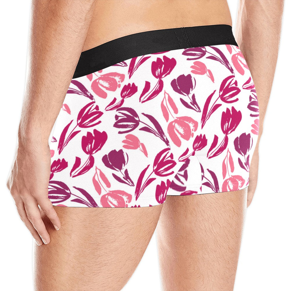 pink sketch tulip pattern Men's All Over Print Boxer Briefs Men's Underwear