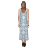 Traditional indian element pattern V-Neck Open Fork Long Dress