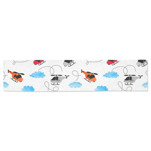 Watercolor helicopter cloud pattern Table Runner