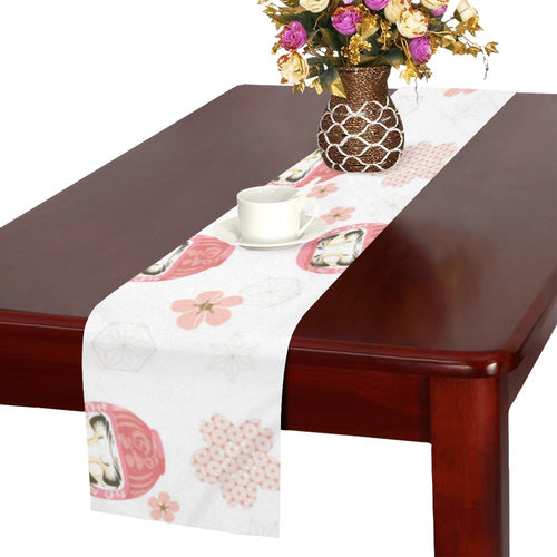 Daruma japanese wooden doll cherry blossom flower Table Runner