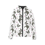 Boston terrier dog hearts vector pattern Women's Padded Hooded Jacket