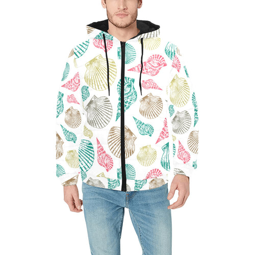 Colorful shell pattern Men's Padded Hooded Jacket