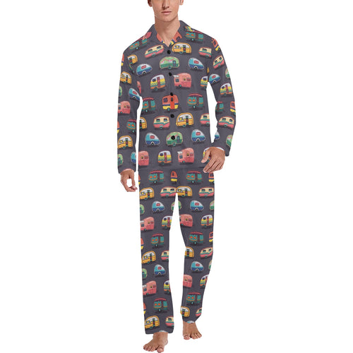Camper Van Pattern Print Design 02 Men's Long Pajama Set
