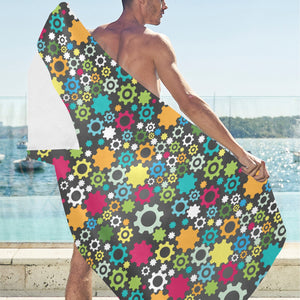 Gear Pattern Print Design 03 Beach Towel