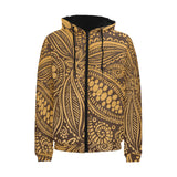 cacao beans tribal polynesian pattern background Men's Padded Hooded Jacket