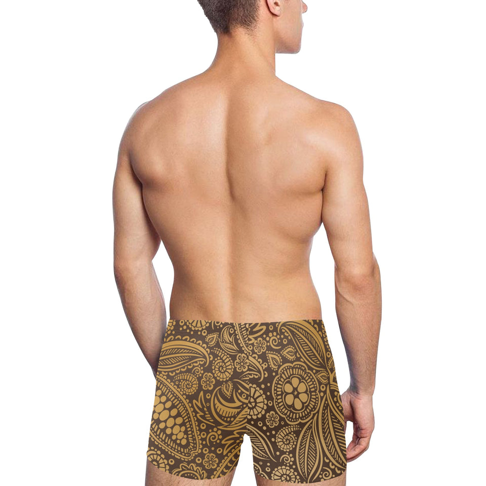 cacao beans tribal polynesian pattern background Men's Swimming Trunks