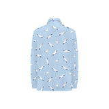 Seagull Pattern Print Design 02 Women's Long Sleeve Polo Shirt