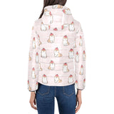 Cute Shiba Inu Dog Apple pattern Women's Padded Hooded Jacket
