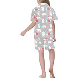 Cute polar bear christmas snow pattern Kids' Boys' Girls' V-Neck Short Pajama Set