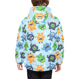 Alien Pattern Print Design 04 Kids' Boys' Girls' Padded Hooded Jacket