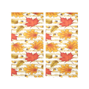 Maple leaf oak leaf acorns beige striped backgroun Gauze Curtain