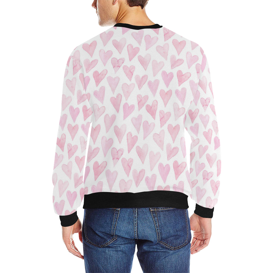 Watercolor pink heart pattern Men's Crew Neck Sweatshirt