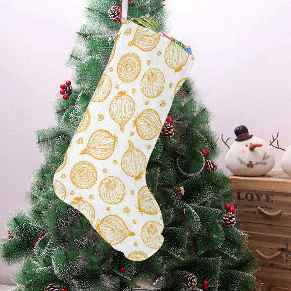 hand drawn onion pattern Christmas Stocking