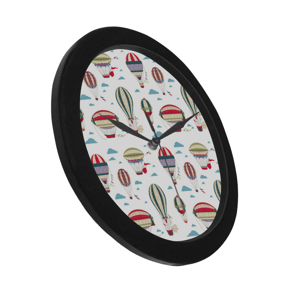Hot air balloon pattern Elegant Black Wall Clock