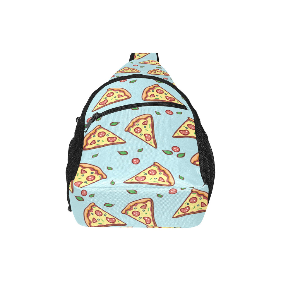 Hand drawn pizza blue background All Over Print Chest Bag