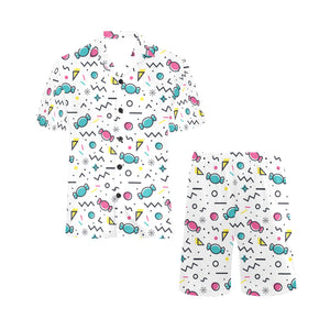 Candy design pattern Men's V-Neck Short Pajama Set