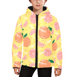 Grapefruit yellow background Kids' Boys' Girls' Padded Hooded Jacket