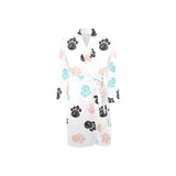 Dog Paws Pattern Print Design 04 Men's Long Sleeve Belted Night Robe