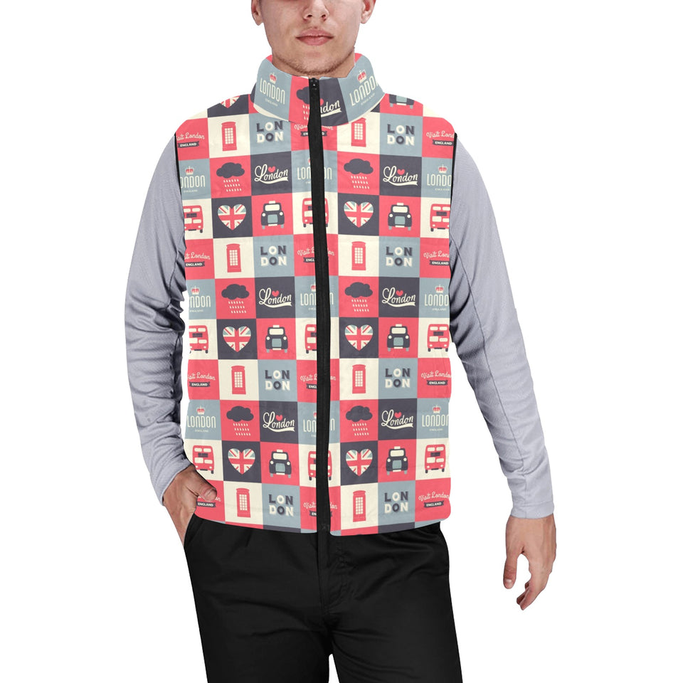 British Pattern Print Design 05 Men's Padded Vest