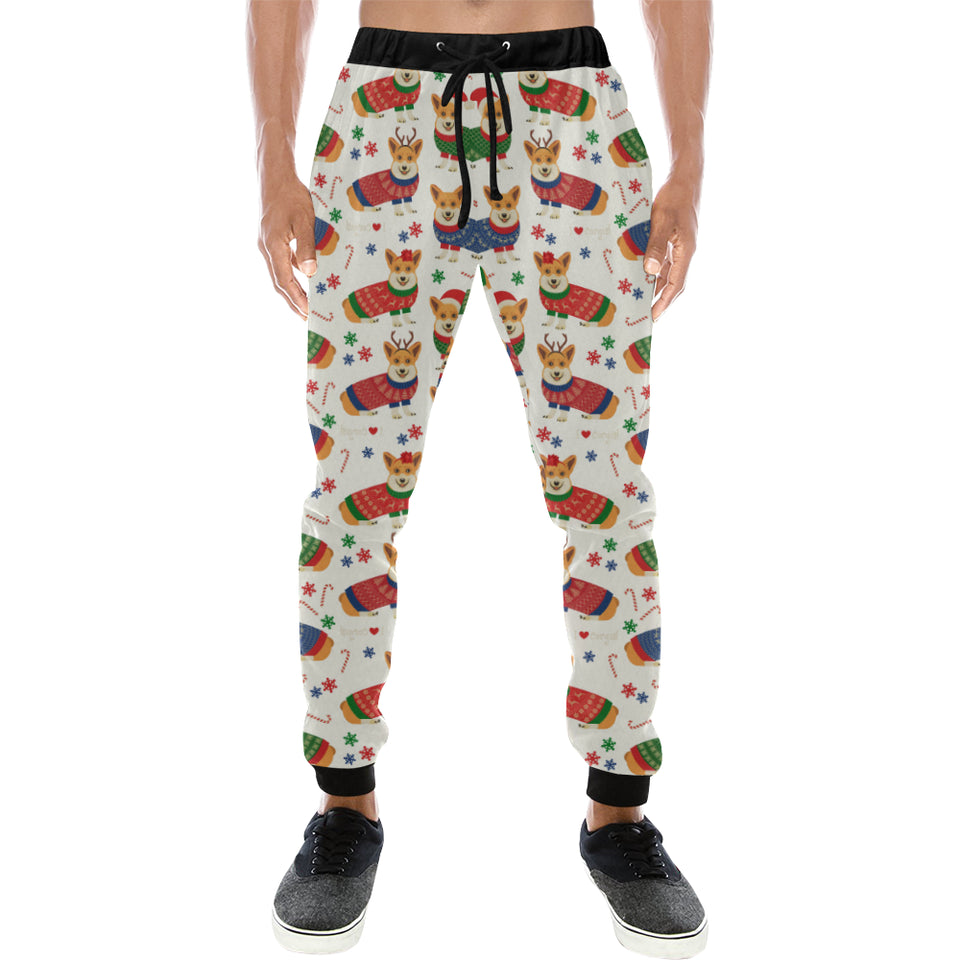 Corgi Christmas Pattern Unisex Casual Sweatpants
