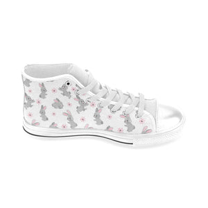 Watercolor cute rabbit pattern Men's High Top Canvas Shoes White