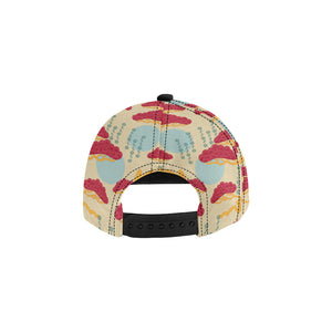 Red Bonsai gray sun japanese pattern All Over Print Snapback Cap