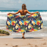 Colorful parrot flower pattern Beach Towel