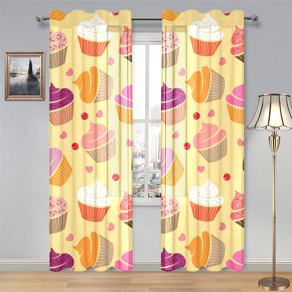 cake cupcake heart cherry pattern Gauze Curtain