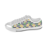 Pineapples pattern striped background Men's Low Top Shoes White