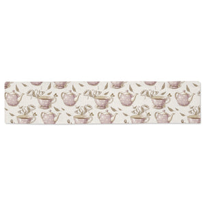 Tea pots Pattern Print Design 03 Table Runner