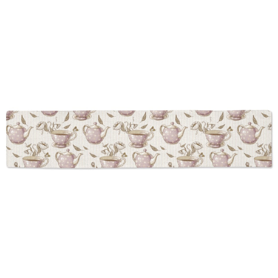 Tea pots Pattern Print Design 03 Table Runner
