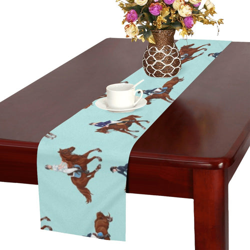 Horses running horses rider pattern Table Runner