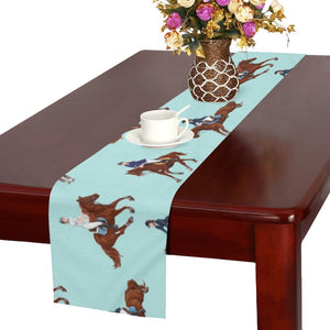 Horses running horses rider pattern Table Runner
