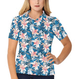 Hibiscus Pattern Print Design 02 Women's All Over Print Polo Shirt