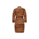 Wood Printed Pattern Print Design 04 Men's Long Sleeve Belted Night Robe