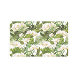 White orchid flower tropical leaves pattern Doormat