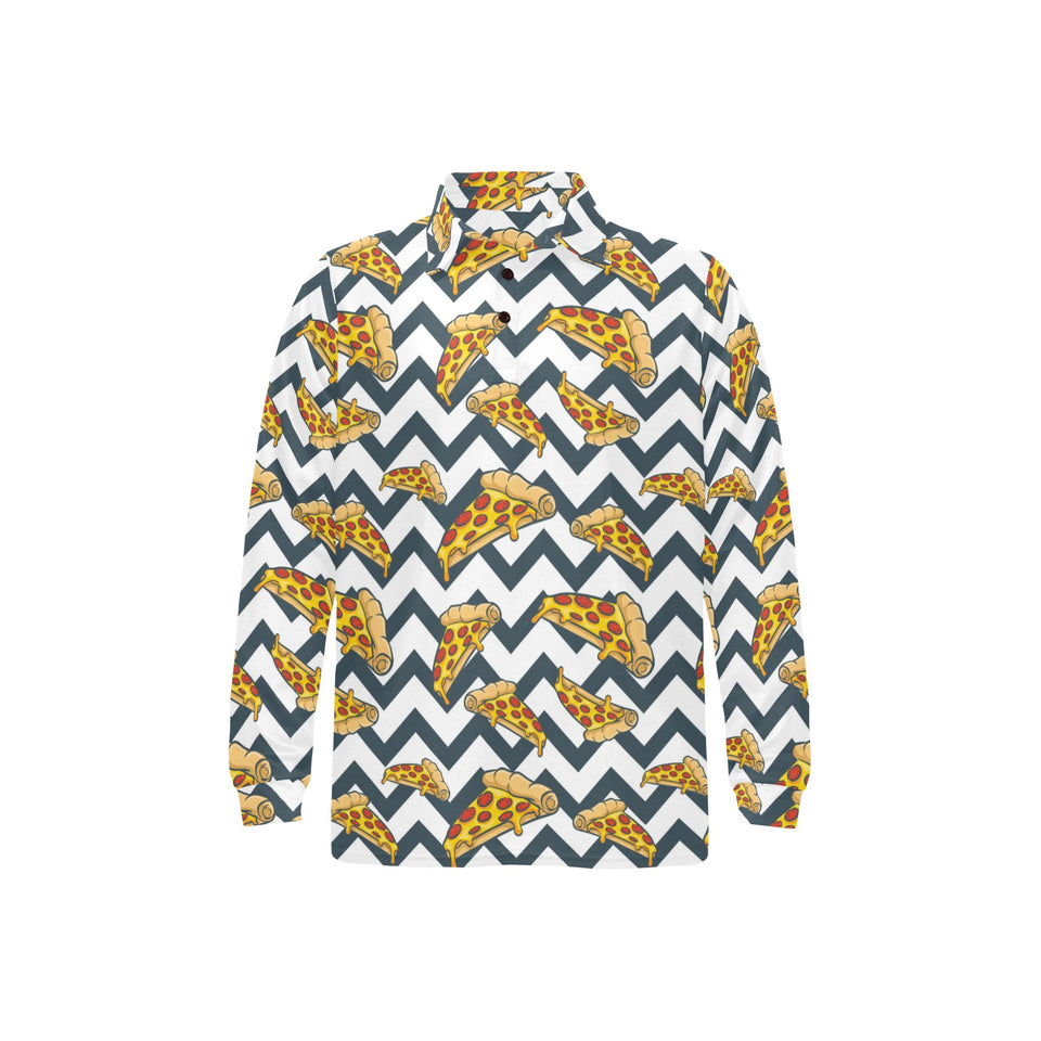 Pizza design pattern Men's Long Sleeve Polo Shirt