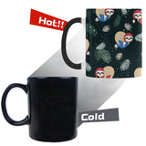 Cute sloths sleeping christmas ball santa hat patt Morphing Mug Heat Changing Mug