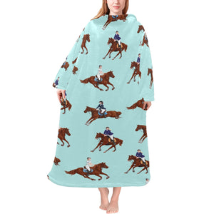 Horses running horses rider pattern Blanket Robe with Sleeves