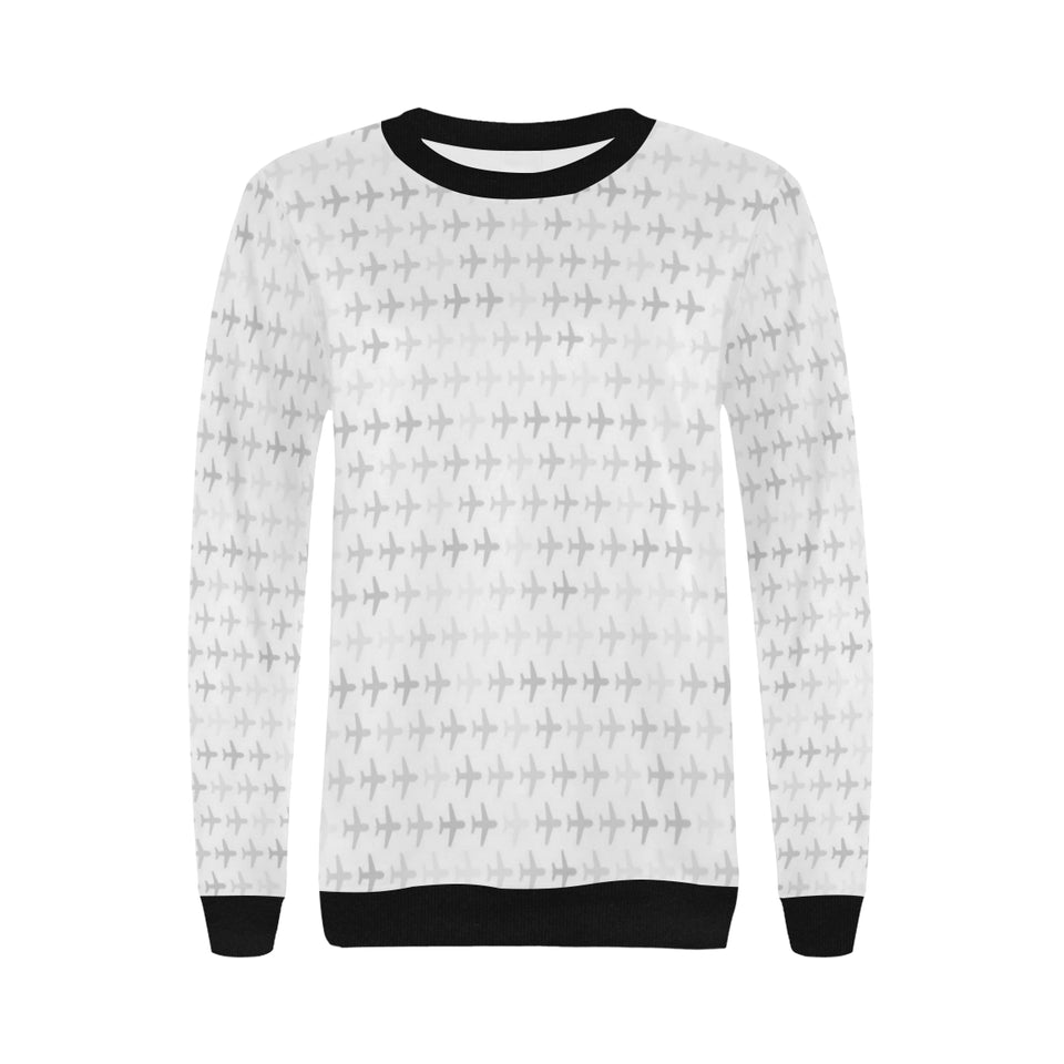 Airplane print pattern Women's Crew Neck Sweatshirt