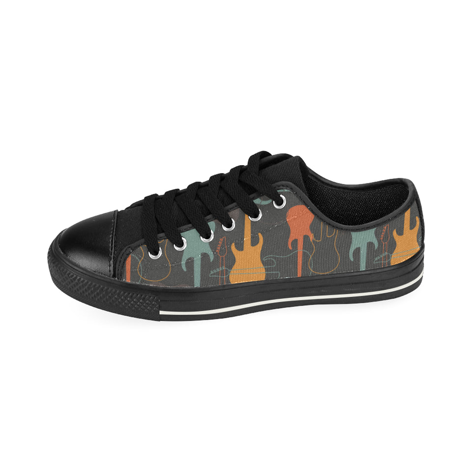 electric guitars pattern Men's Low Top Canvas Shoes Black
