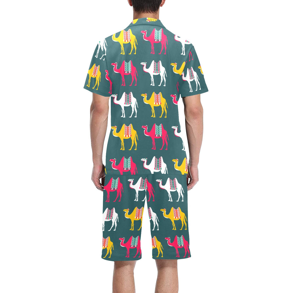 Camel pattern Men's V-Neck Short Pajama Set
