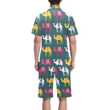 Camel pattern Men's V-Neck Short Pajama Set