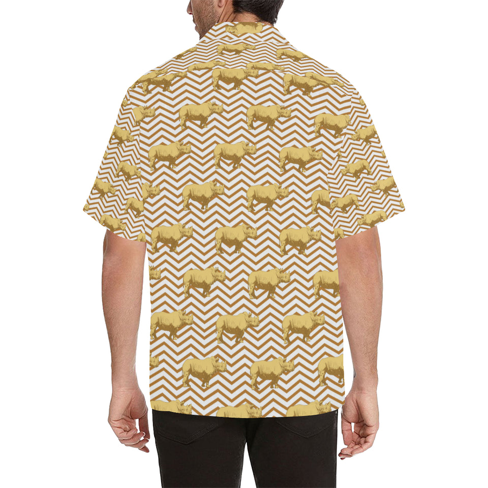 Rhino yellow theme pattern Men's All Over Print Hawaiian Shirt