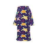 Colorful sea turtle pattern Blanket Robe with Sleeves