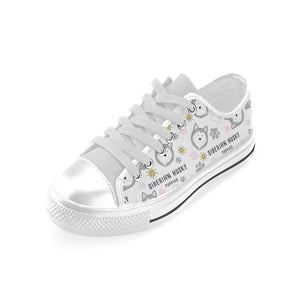 Siberian Husky design pattern Men's Low Top Shoes White
